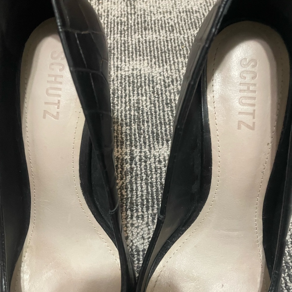 SCHUTZ Black Croc-Patterned Heels - Picture 2 of 4